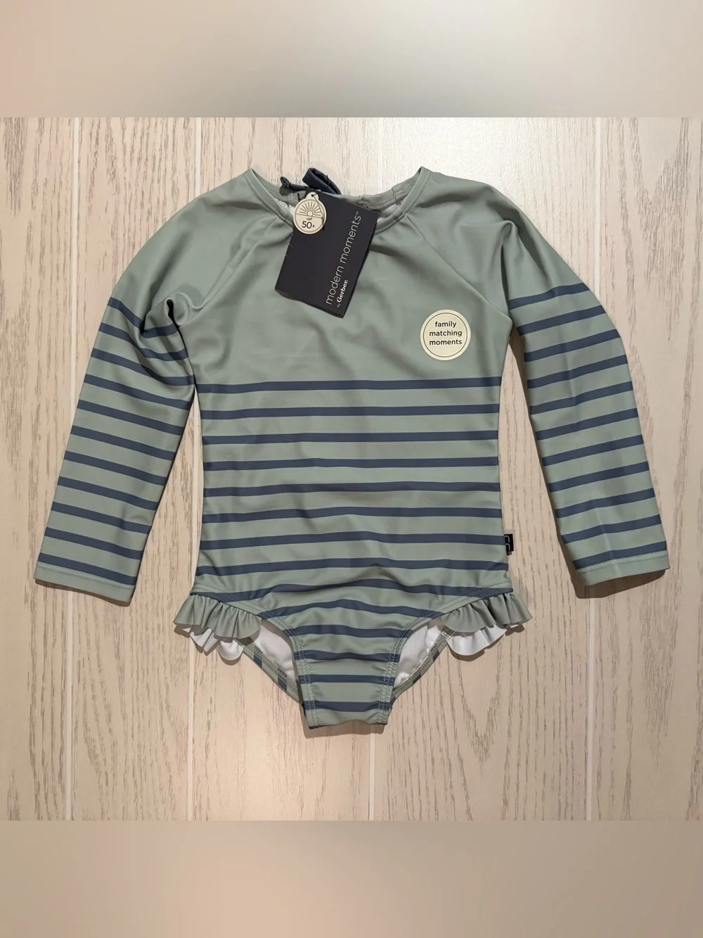 Modern Moments Gerber Girls 3T UPF‎ 50+ Striped Long Sleeve Swimsuit